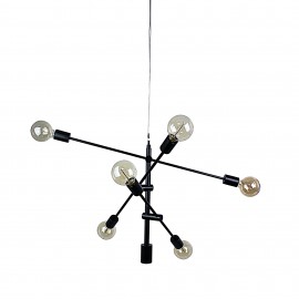 Oriel Lighting-CHELSEA Antique Brass / Black Contemporary Satellite Pendant